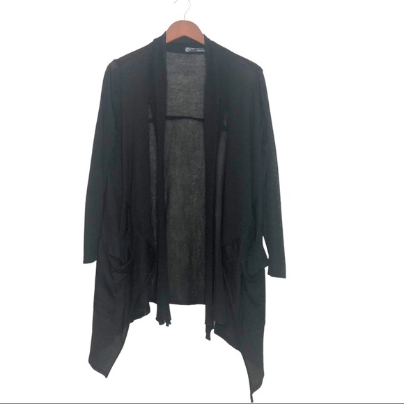 Whimsigoth Black Sheer Cascade Front Long Sleeve Cardigan - Picture 1 of 10
